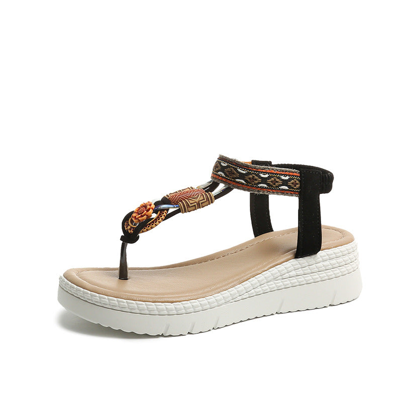 Dame Wedge-sandaler med moderigtigt dekorativt design og skridsikker sål Stilla