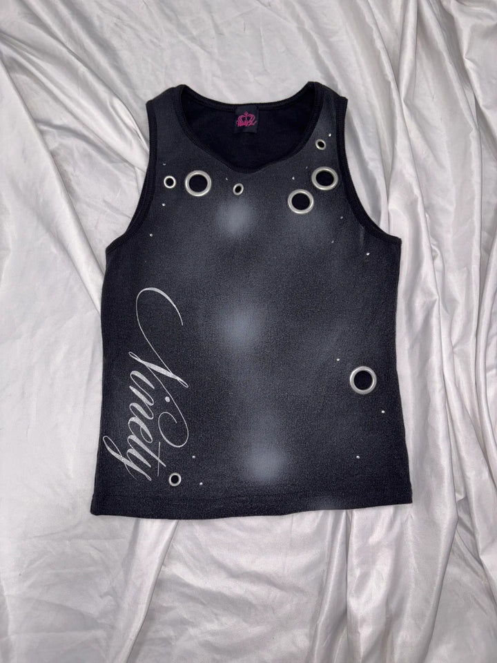 Damer Trendy tanktop med dekorative øjer og glitrende stof Skovae