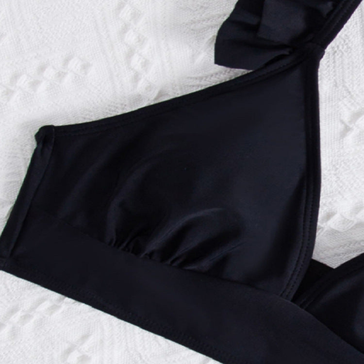 Dame triangel-bikini top med voluminøse flæsedetaljer Skovae
