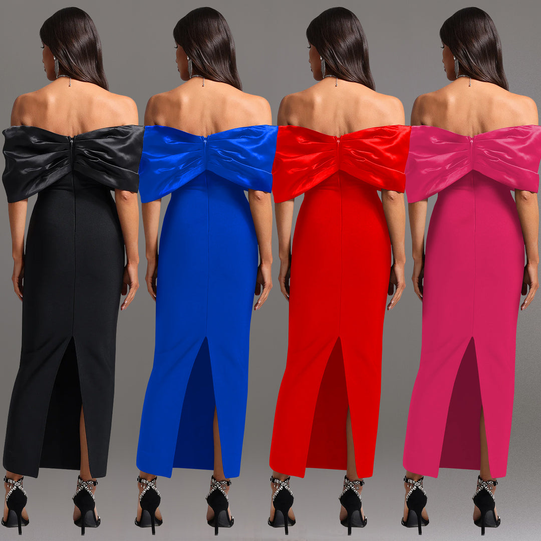 Dame Elegant Maxikjole med Off-Shoulder-design og glitrende dekorationer Stilla