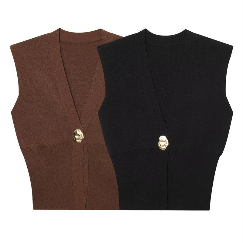 Femme Struktureret Ærmeløs Cardigan Vest Stilla