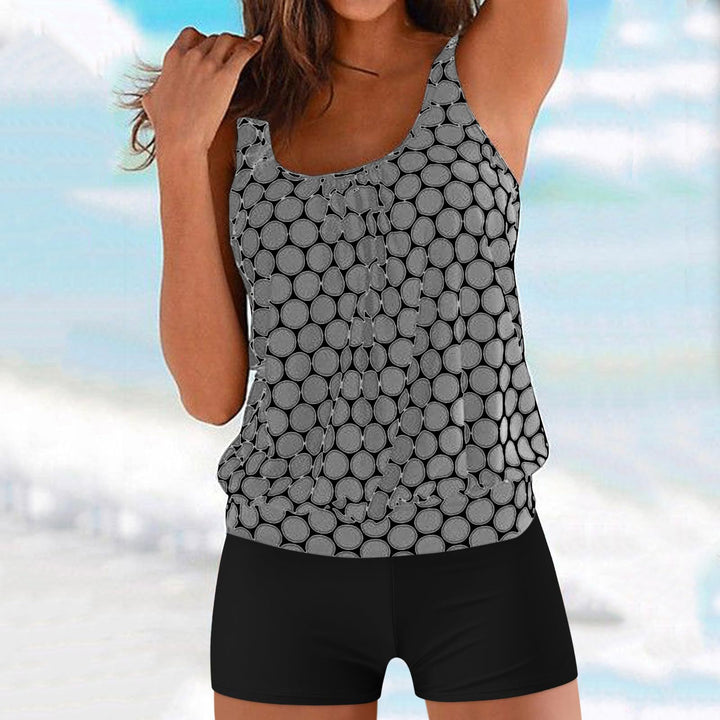 Dame elegant tankini med moderigtigt mønster Skovae