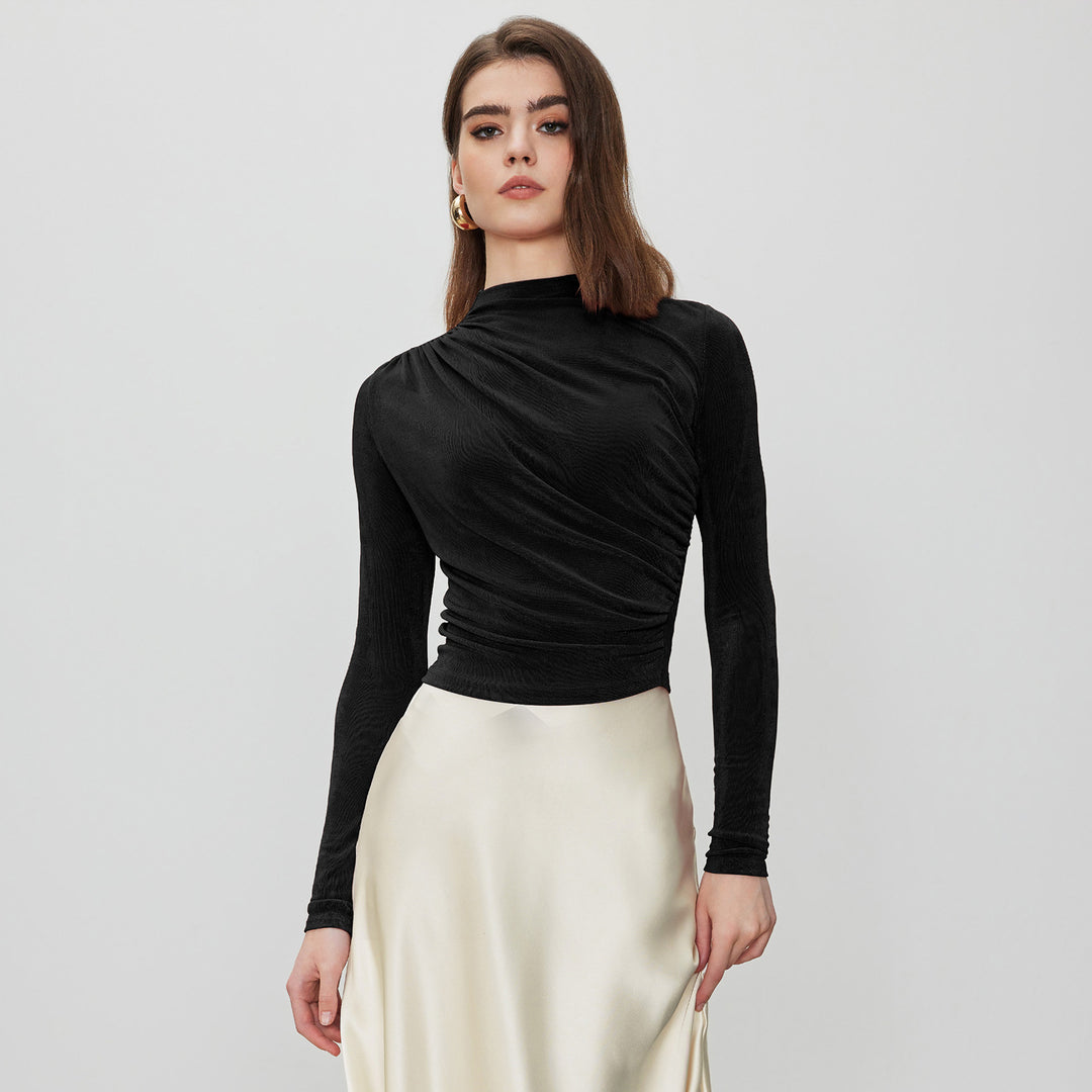 Damer Raffineret Langarmshirt med elegant Wickeldesign Stilla