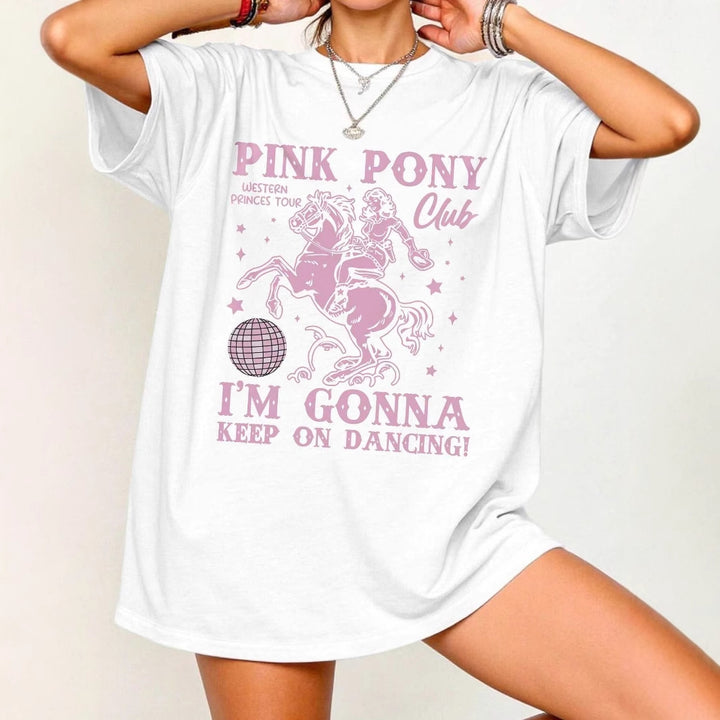 Dame Oversized T-Shirt med kreativ heste- og dansemotiv Skovae