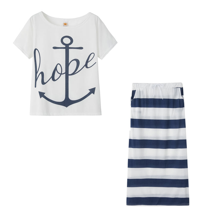 Dame Fritids Off-Shoulder Kjole med Stribet Design Stilla