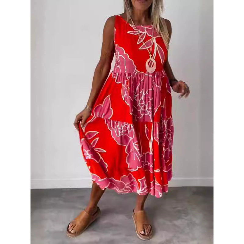 Stilla | Tie-Dress Motefulltrykk Uden Ermer Tie Kjole