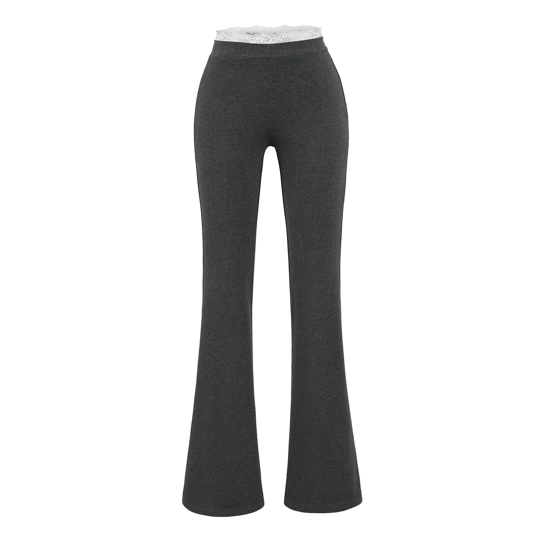 Dame Flared Leggings med elastisk linning og fint spidspynt Stilla