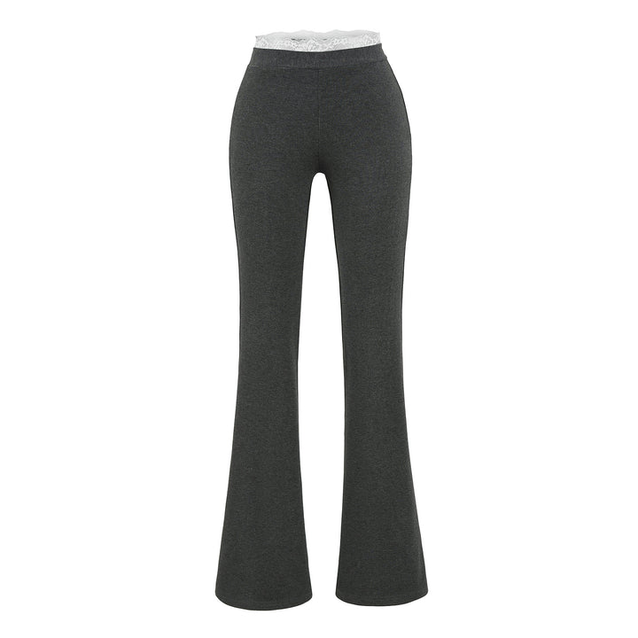 Dame Flared Leggings med elastisk linning og fint spidspynt Stilla