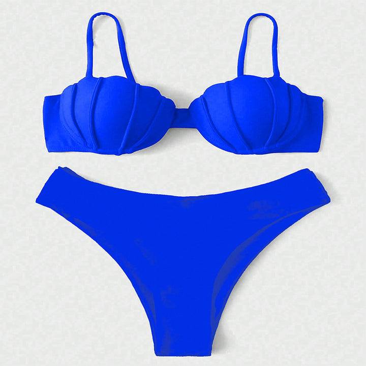 Dame bikini-sæt med skåle-top og højt skåret bund Skovae