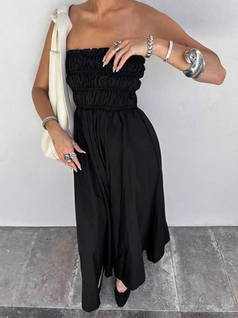Dame Maxi-kjole med off-shoulder design og elastisk taljebånd Stilla