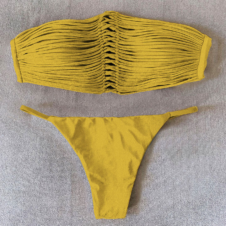 Dame Bikini-sæt med innovativ snøredesign og elastiske stropper Stilla