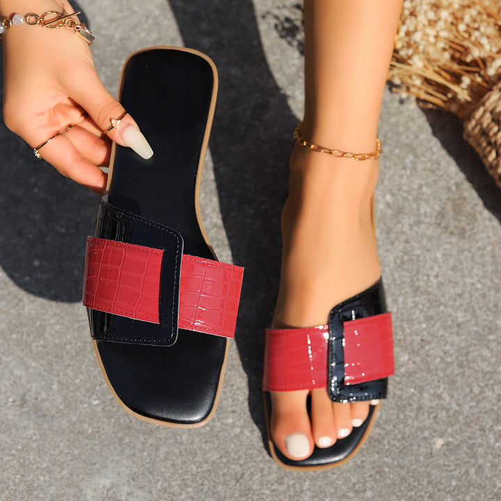 Damer Trendy Tå-separator-sandaler med modeglans- og struktur-design Stilla