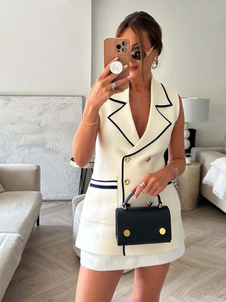 Dame figursyet blazer kjole med dobbelt knaplukning og elegant revers Stilla