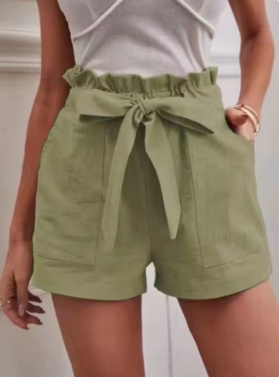 Dame Høj Talje Paperbag Shorts Stilla