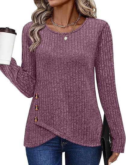 Damer fashionable og casual top med knapdetaljer Stilla