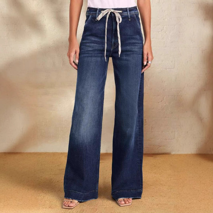 Kvinder brede jeans med justerbar talje og trendy detalje Stilla