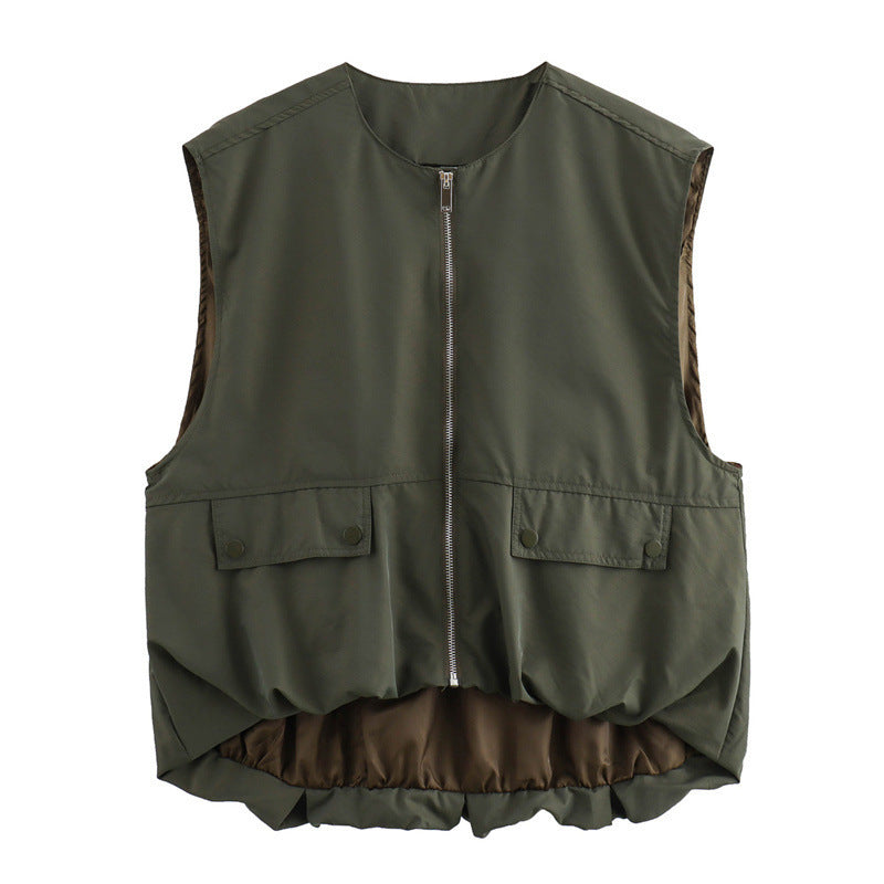 Dame utility vest med sidelommer og elastisk talje Stilla