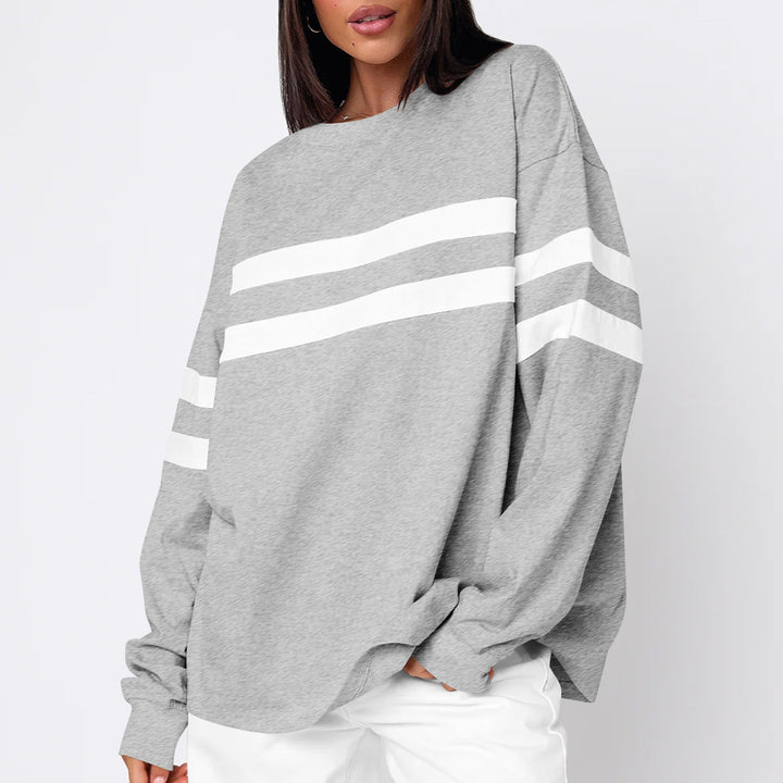 Dame casual oversized sweater med farvemæssigt kontrasterende striber Stilla