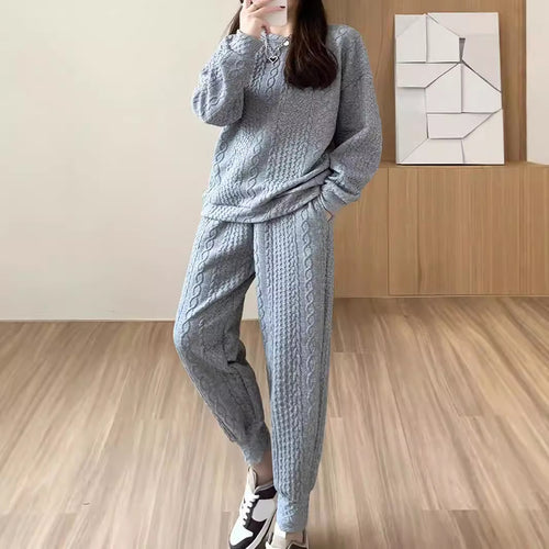Dame strik-loungewear-sæt med struktureret design og behagelig pasform Stilla