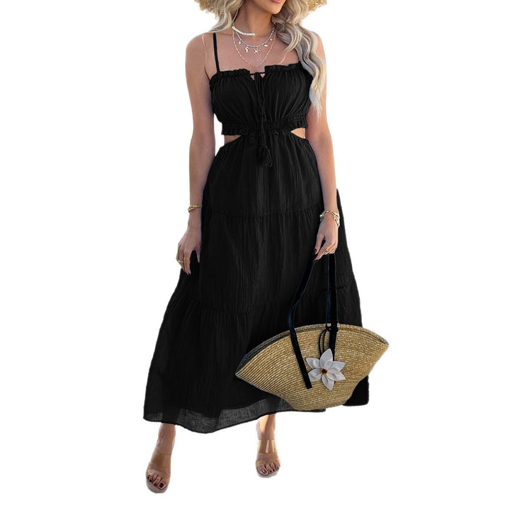 Dame maxikjole med elastisk talje og off-shoulder snit Skovae