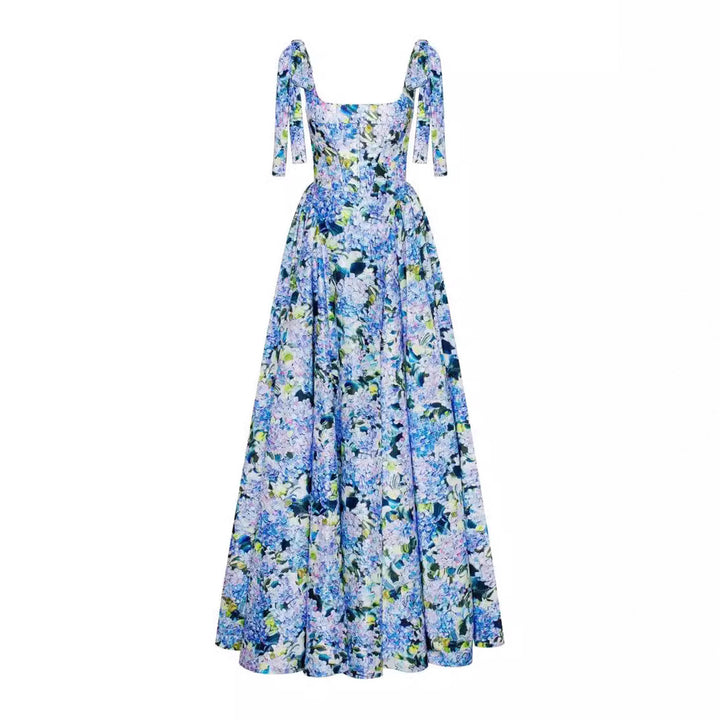 Kvinders elegante maxikjole med off-shoulder stropper og blomstermønster