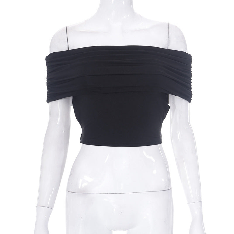 Femme Off-Shoulder Rynket Crop Top Stilla