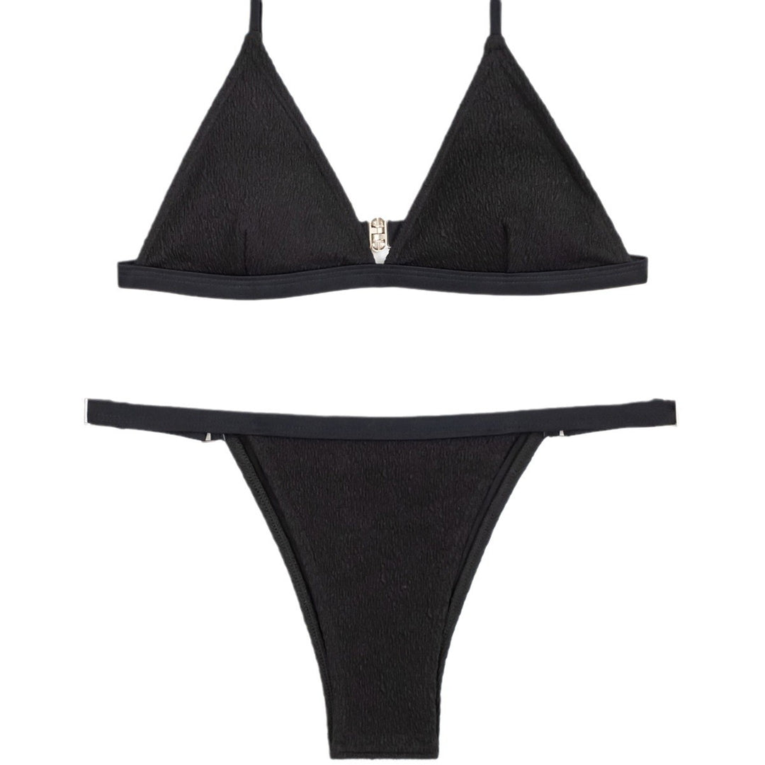 Dame Triangel-Bikini-Sæt med elegant rynkemønster og justerbare stropper Stilla