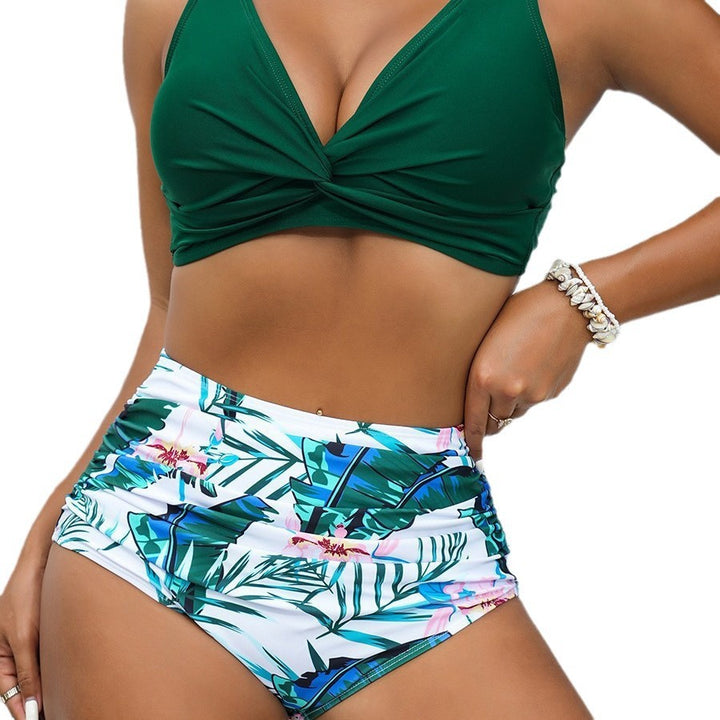 Dame Tankini-sæt med højt skåret trusse og elegant indpakningsdesign Stilla