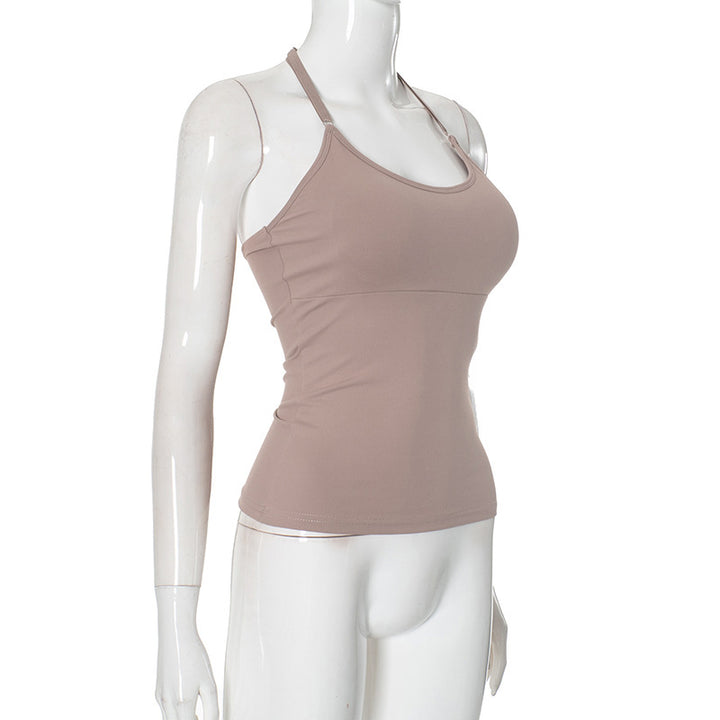 Dame trendy haltertop med elastisk pasform og side snøringer Skovae