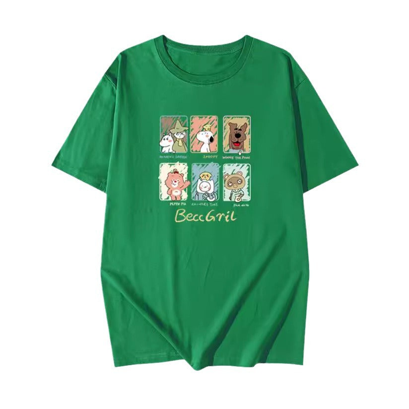 Dame T-shirt med kunstnerisk dyremotivtryk og løs pasform Stilla