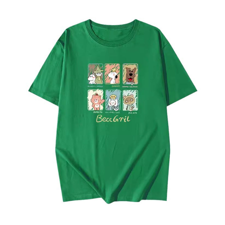 Dame T-shirt med kunstnerisk dyremotivtryk og løs pasform Stilla
