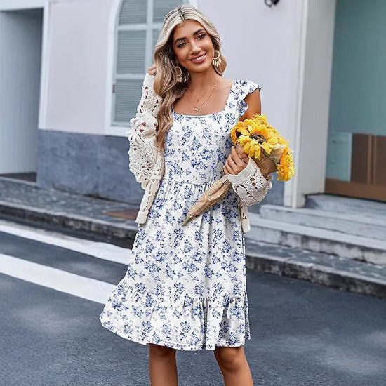Kvinder Floral Lagdelt Midi Kjole Stilla