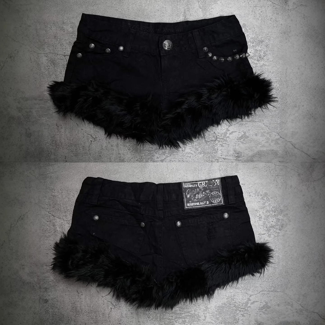 Dame Korte Jeans med fluffy kant Skovae