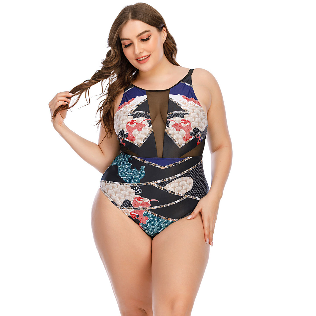 Damer Sporty One-Piece med moderne snit og transparente indsatser Skovae