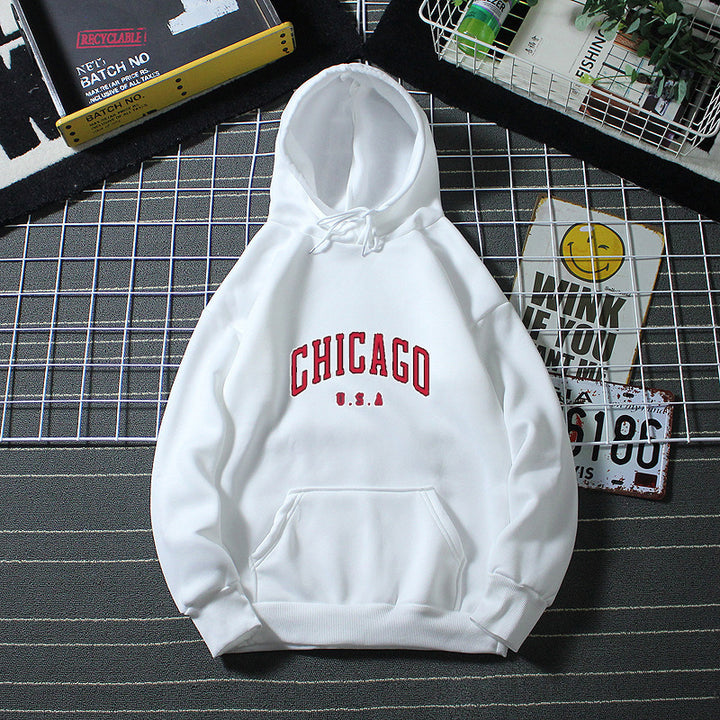 Dame hoodie med urban Chicago print Skovae