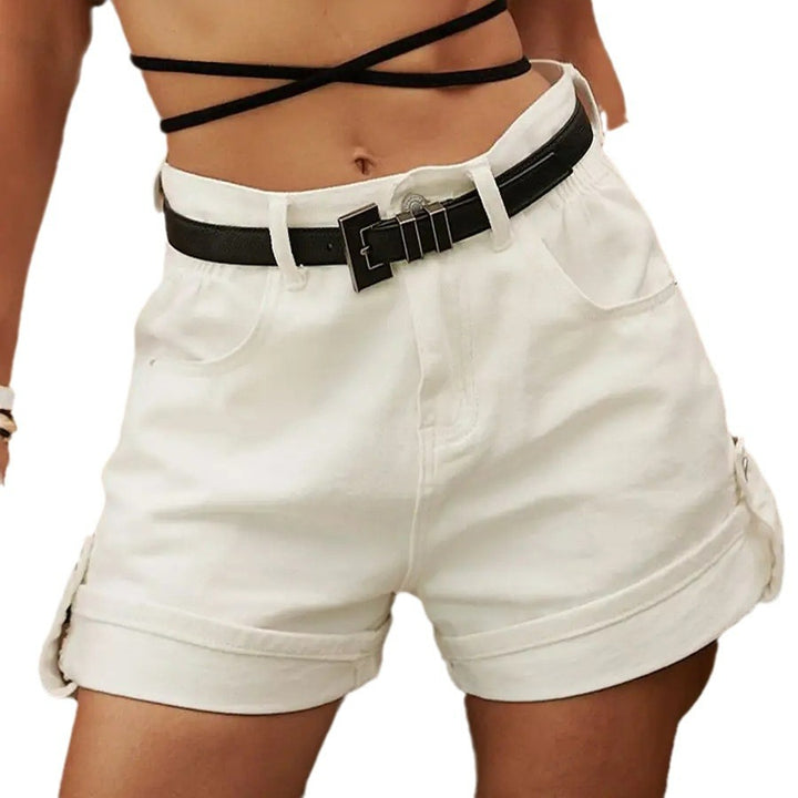 Dame løse denim-shorts med mange lommer og opfoldelige sømme Stilla