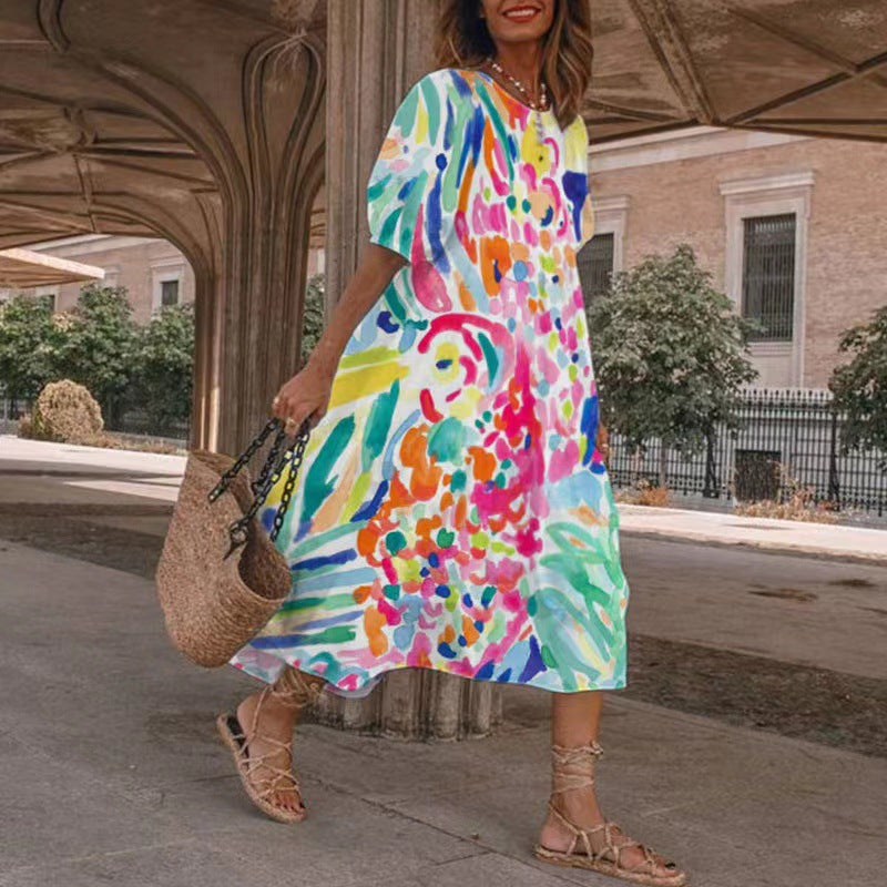 Dame blomsterprint sommer maxikjole Stilla
