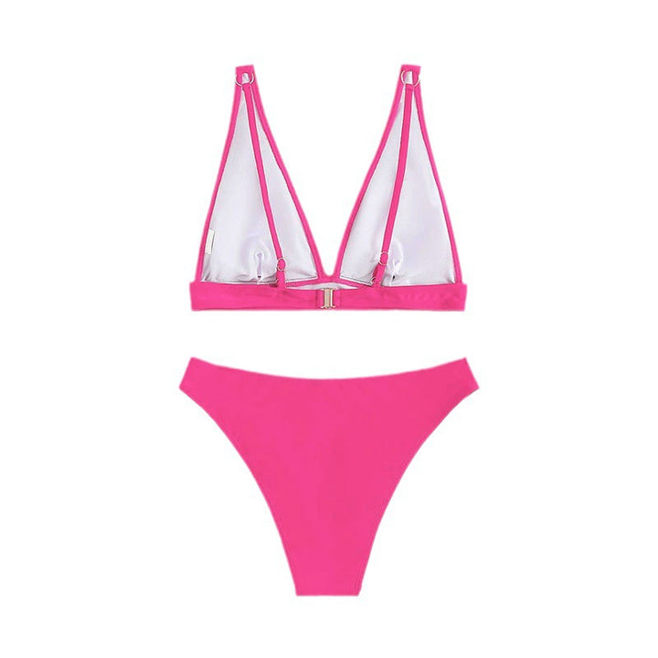 Dame Bikini-sæt med dyb V-udskæring og høj benudskæring Skovae