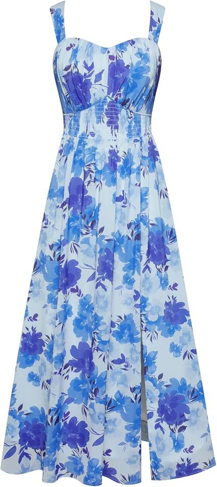 Dame blomsterkjole i maxi-stil med taljebælte fra Stilla