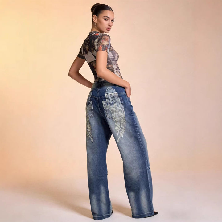 Dame Schlagjeans med vidde bund og moderigtige vaskeeffekter Skovae