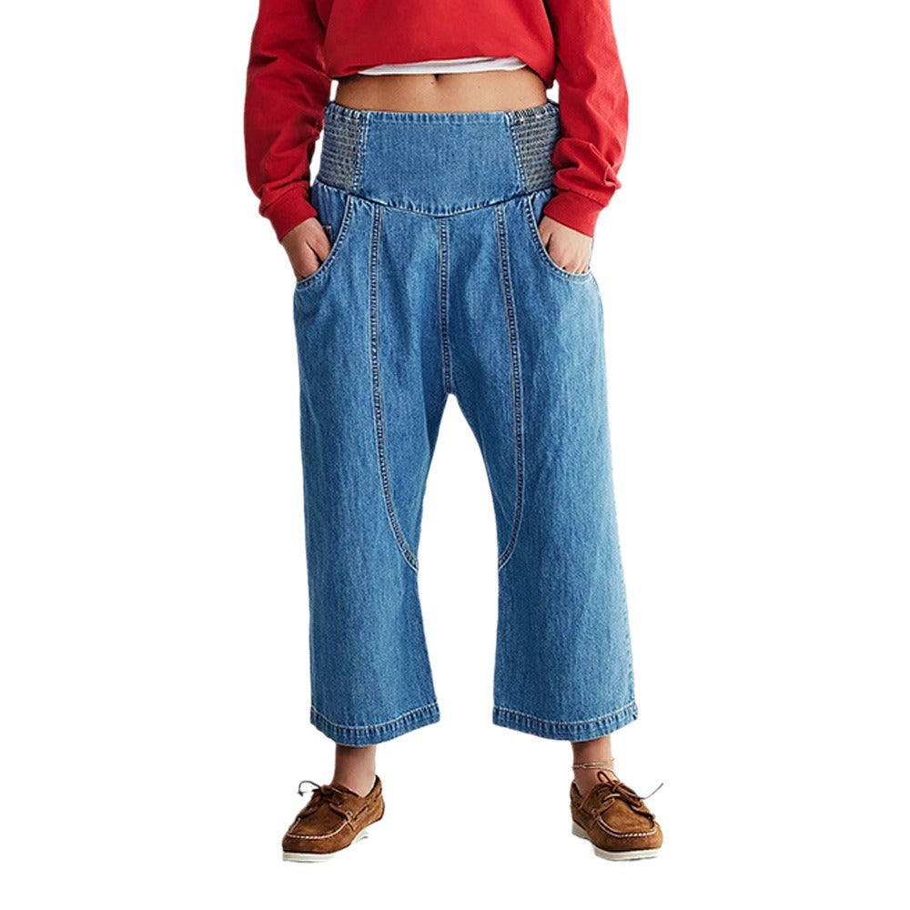 Damer casual Loose-Fit jeans med elastisk talje og rummelige lommer Stilla
