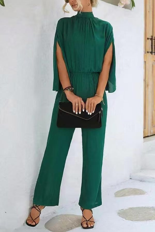 Dame elegant jumpsuit med vid ben og chiffonærmer Skovae
