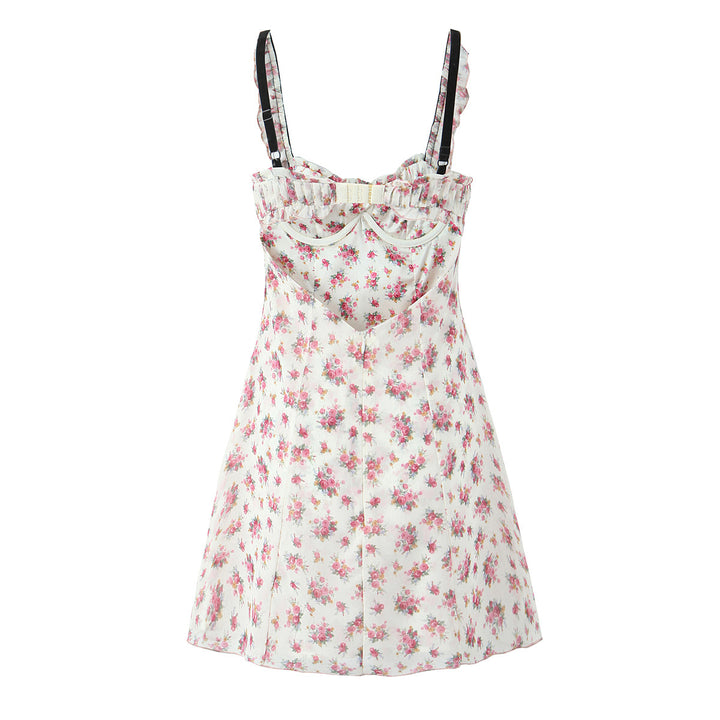 Dame blomsterkjole med ruffles detaljer og strategisk snit Stilla
