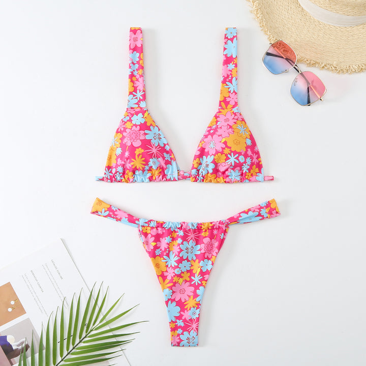 Femme Justerbar Triangle-Bikini-Sæt med Rynke-Detaljer Stilla