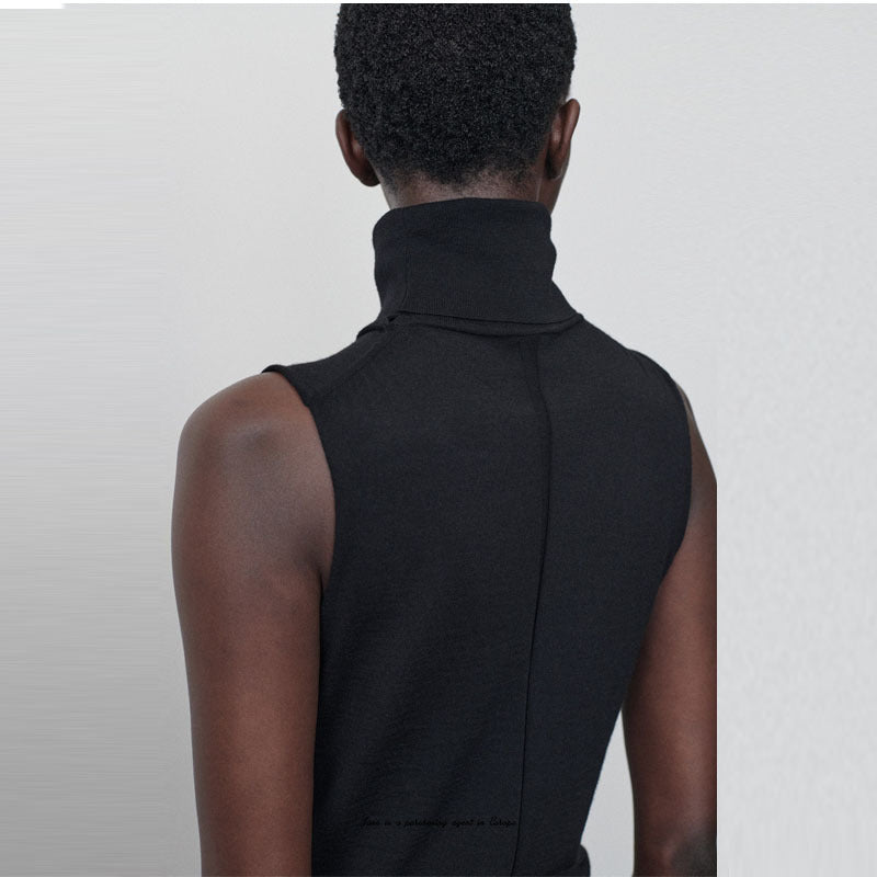 Dame ærmeløs Turtleneck-top i højkvalitets, strækbart materiale med tætsiddende pasform Stilla