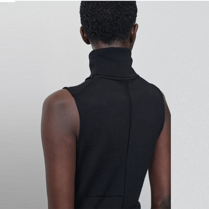 Dame ærmeløs Turtleneck-top i højkvalitets, strækbart materiale med tætsiddende pasform Stilla