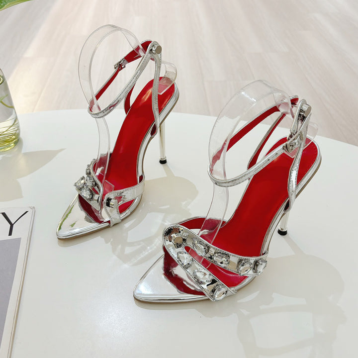 Dame High Heel Sandaler med glitrende smykkeudsmykninger og elegant remdesign Stilla