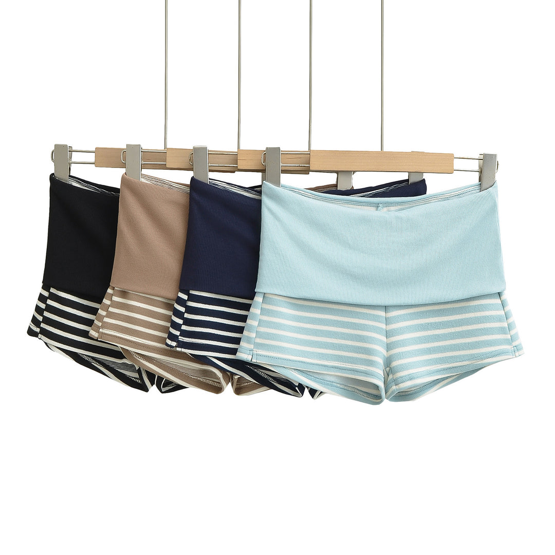 Dame Sportlige Shorts med høj talje og stribet design Stilla