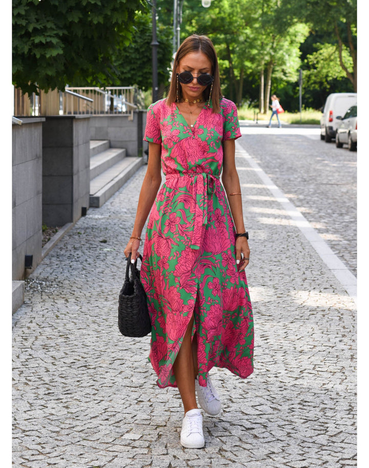 Dame Maxikjole med moderne draperingsdesign og feminine polka-prikker Stilla