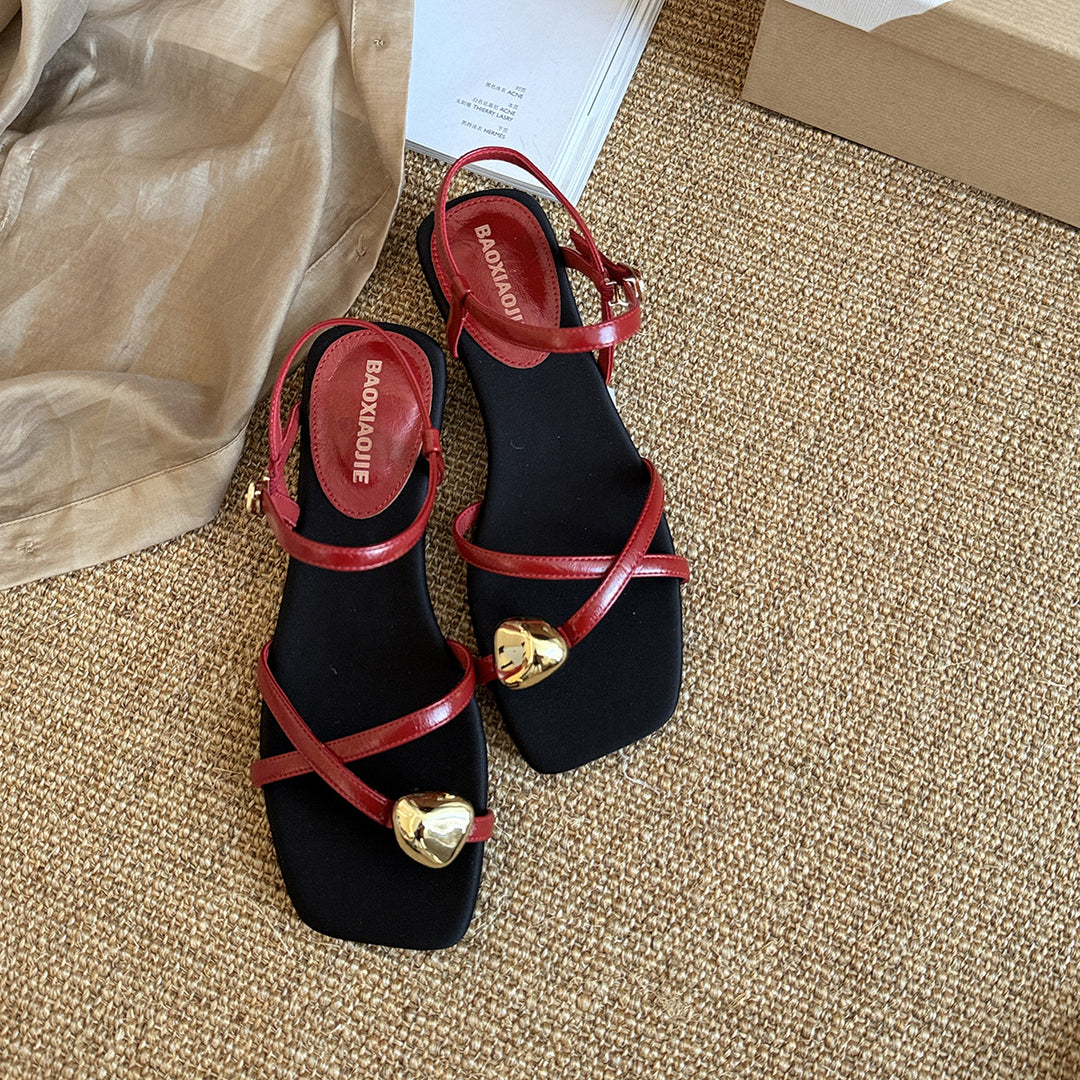 Femme Elegante Kvadratstæer snoede Sandaler Stilla